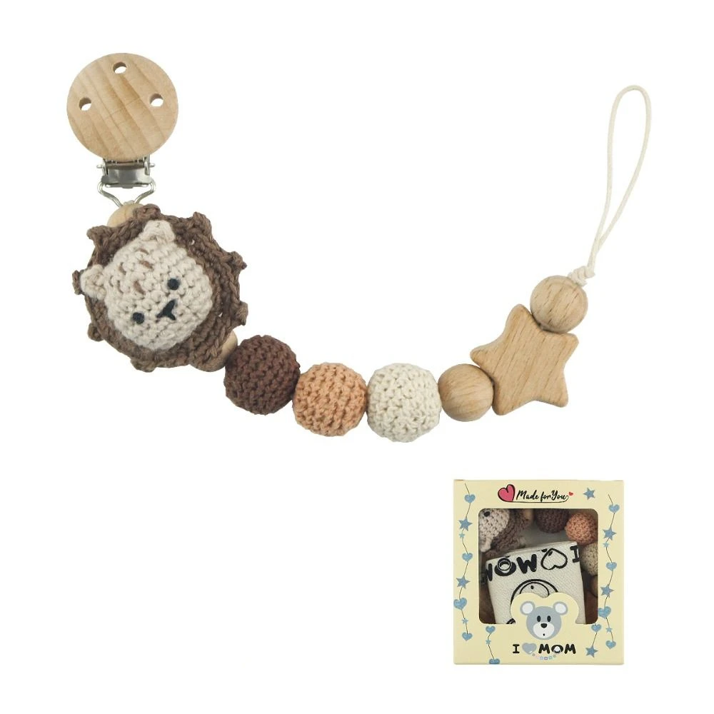 

Holder Clips Dummy Clips Wood Baby Teether Toys Straps Baby Pacifier Chain Pacifier Holder Clips Crochet Animal Pacifier Clips