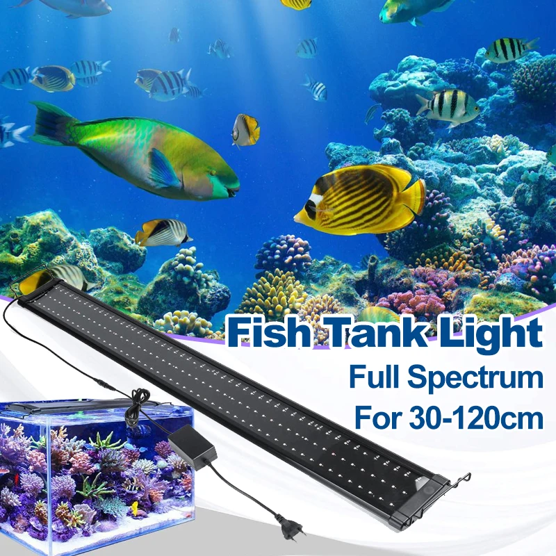 30-120cm LED Aquarium Light Multi-Color Full Spectrum Slim Fish Tank Aquatic Plant LandscapingMarine Grow Lighting Lamp