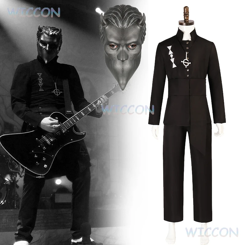 

Band Fans Ghost Roleplay Cosplay Aether Cosplay Nameless Ghoul Costume Black Suit Guitarist Clothes Uniform Sexy Halloween Party
