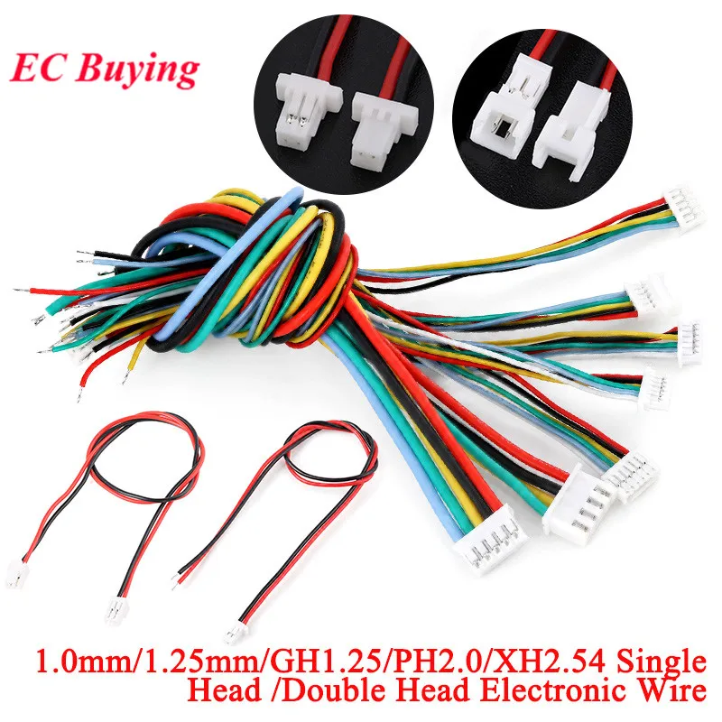 10Pcs/5pcs 1.0mm/1.25mm/GH1.25/PH2.0/XH2.54 Single/Double Head Electronic Wire Cable JST Connector 2.54mm 2P 3P 4P 5P 6P Female