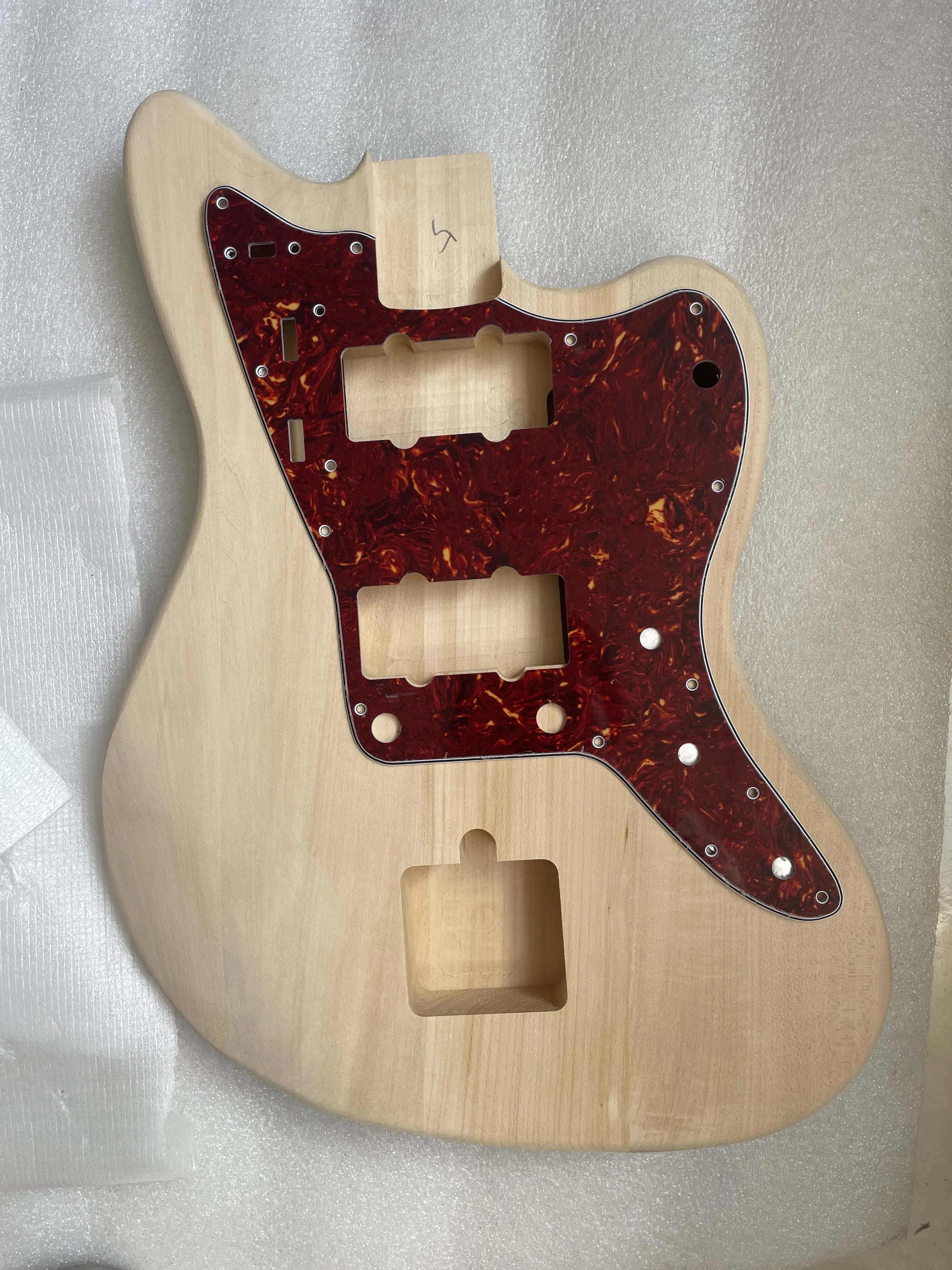 High Quality Electric Guitar Body Unfinished Basswood Blank Barrel Replacement, JM Style Guitar DIY Part, with Pickguard