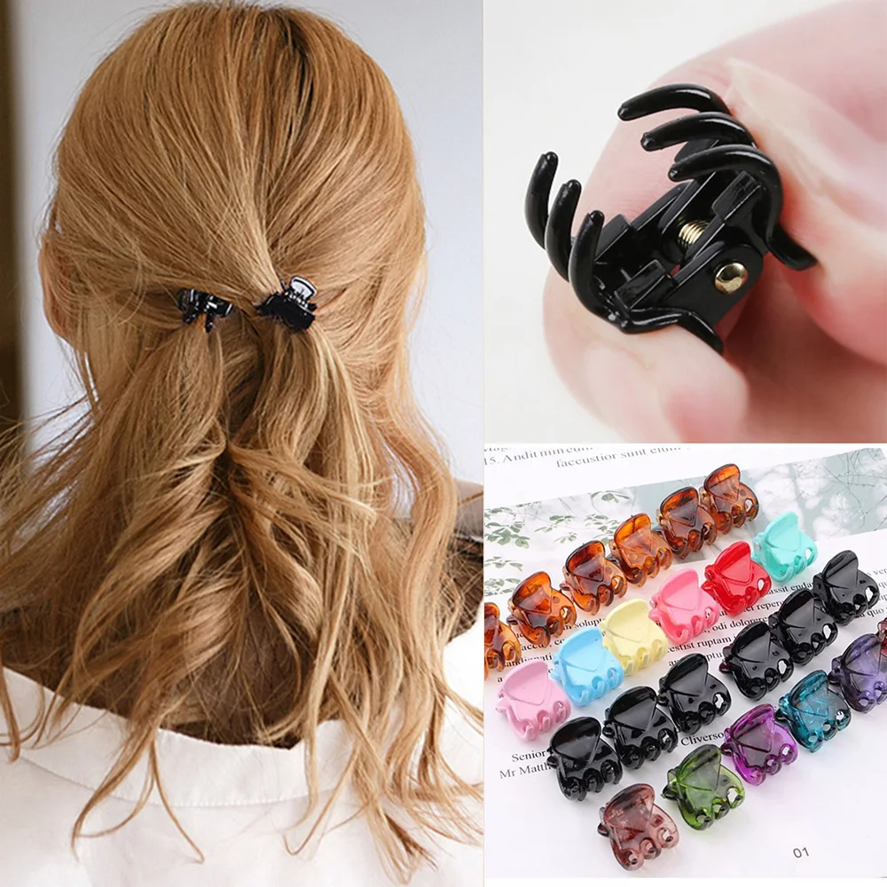 1.5Cm Kleine Haarklauw Clips Voor Vrouwen Meisjes Koreaanse Mini Zwart Transparant Plastic Clips Haarspeld Kids Haar Styling Accessoires