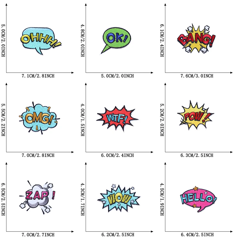 9 Stück Tag-Buchstaben, selbstklebende Aufnäher für Kleidung, niedliche bestickte Jacken, Nähen, Kinder, DIY, zum Aufbügeln, Aufkleber-Packung, Applikationen – Detail 2