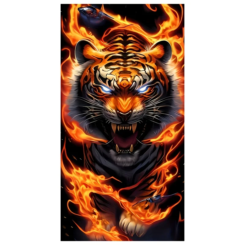 Pack of 2 - high quality car stickers, majestic tiger and flame car door post stickers, high gloss car B pillar