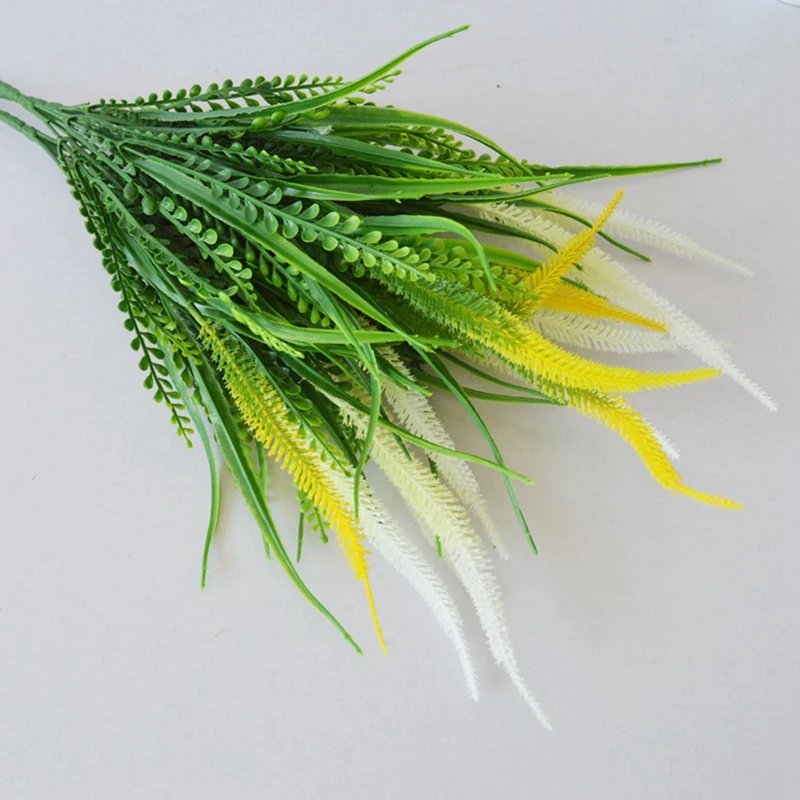 BAAD 10 pacchi Piante artificiali Erba da esterno con fiori Resistente ai raggi UV Verde Giardino Portico Finestra Decorazione della scatola