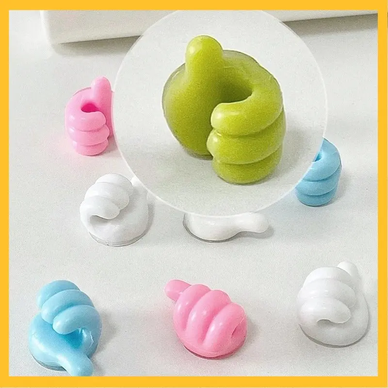 1pcs Handheld Rack Silicone Hook Thumb Hook Makeup Brush Storage Headphone Cable Storage Sticker Gadgets Useful Things for Wall