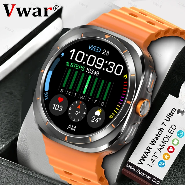 Vwar Watch 7 Ultra Smart Watch IP68 Waterproof Bluetooth Call Compass NFC Smartwatch 47mm for Men Women 1.43 AMOLED Screen AliExpress