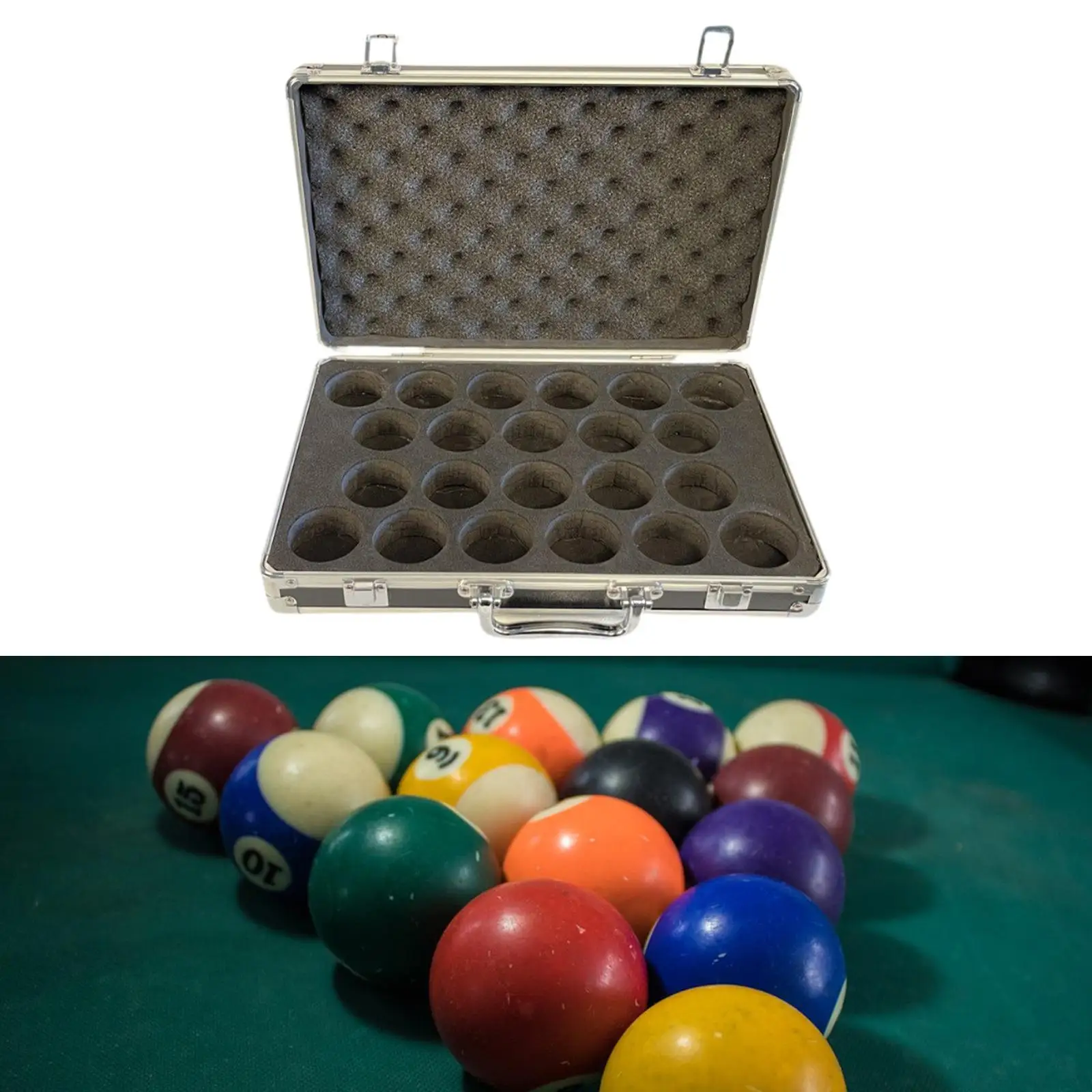 

Billiard Balls Storage Box Holds 22 Balls Container Padded with Handle, Snooker Balls Suitcase, Carrying Case for Outdoor
