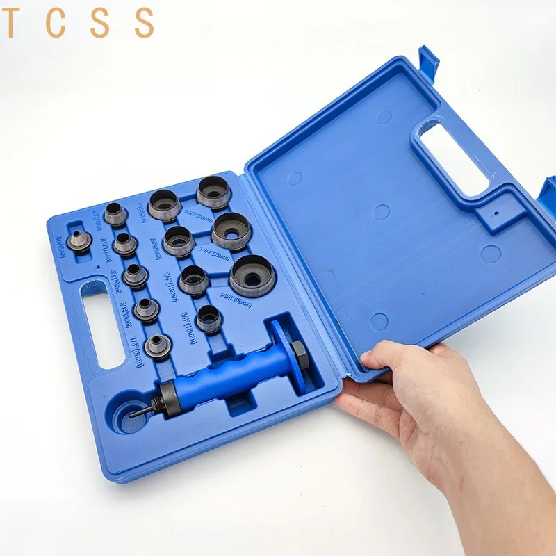 14PC Leather Hole Punch DIY Tool Set, High‑Carbon Steel Round Puncher with Interchangeable Heads & Plastic Storage Box