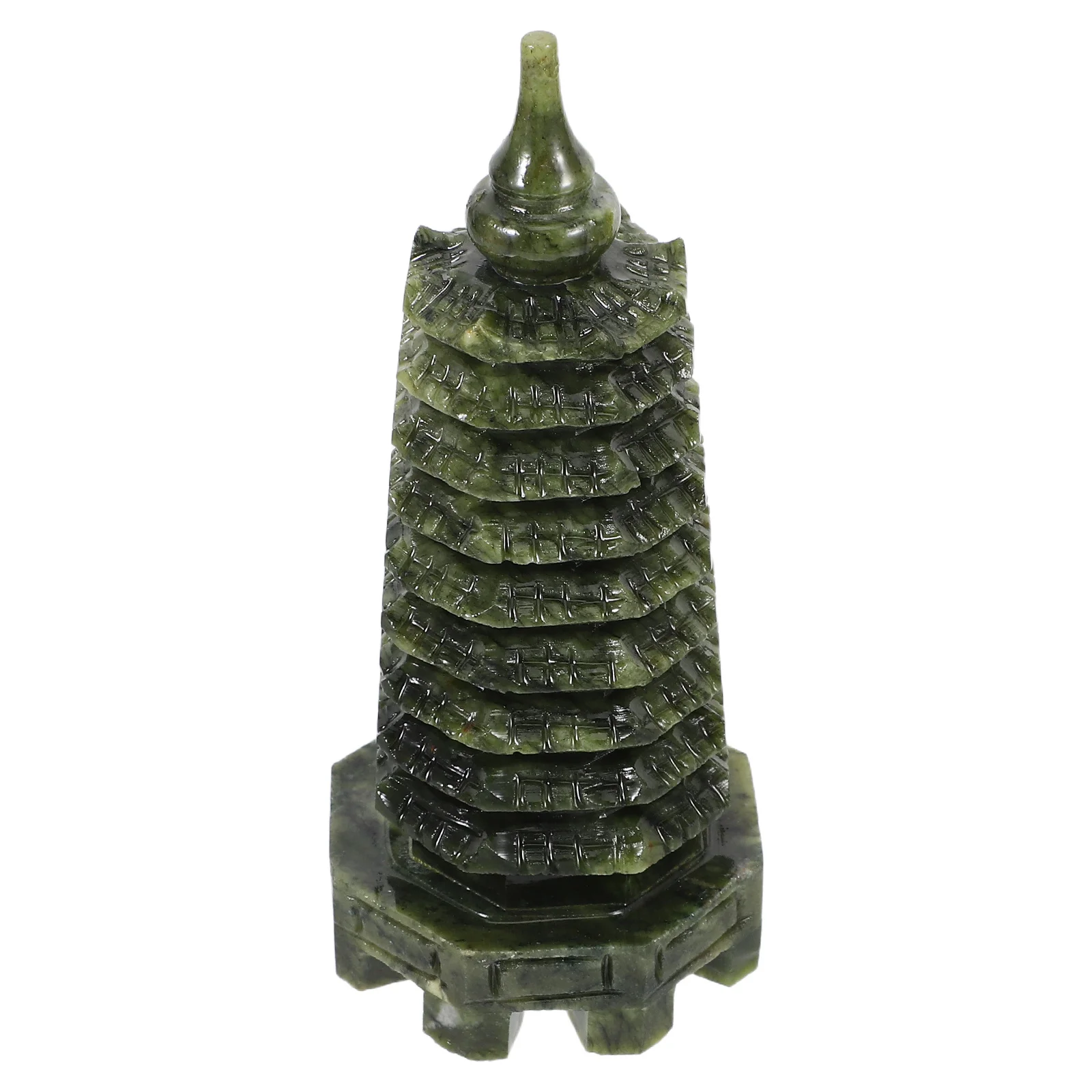 

South Jade Carved Wenchang Tower Mini Pagoda Ornament For Home Office Garden Decor Jade Art Piece Handmade Statue Miniature