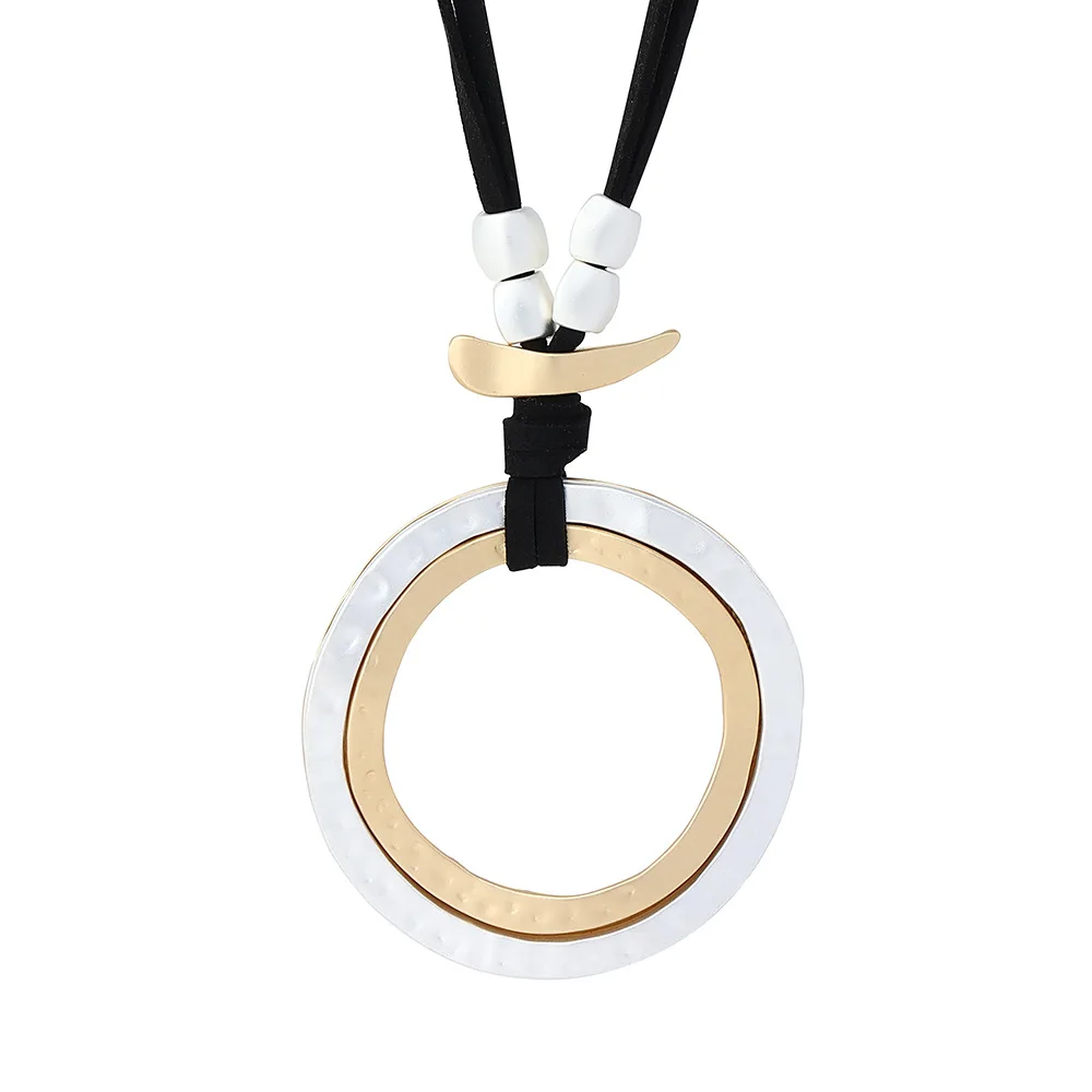 تتجه سلاسل طويلة طوق قلادة الدوائر المجوفة تعليق قلادة القوطي مجوهرات للنساء الكورية موضة غريب شيء 2025