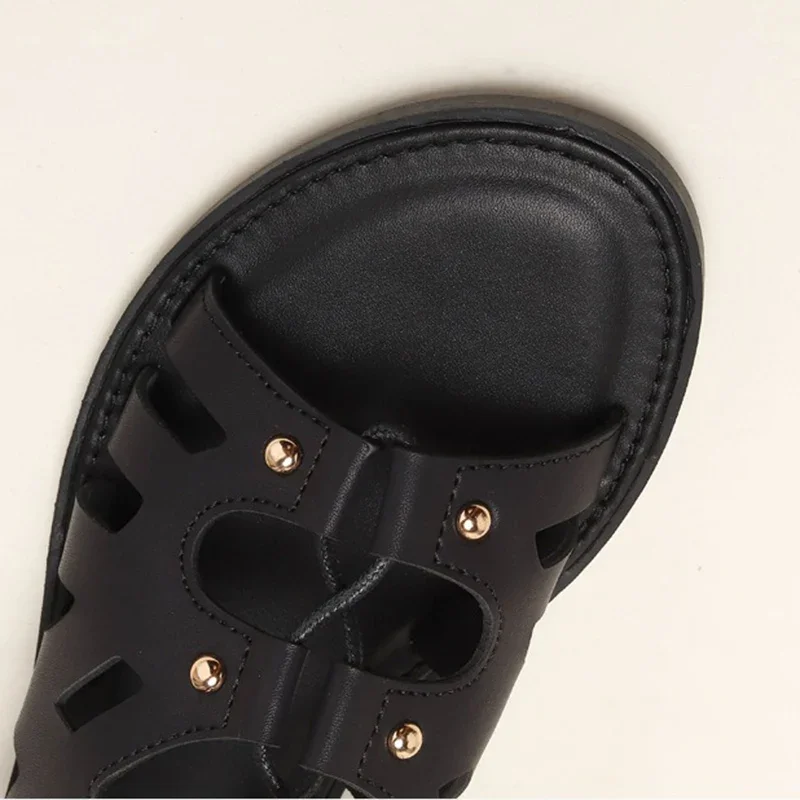 2024 New Summer Women 1cm Platform 1.5cm sandali con tacco basso Lady Concise Leisure comodo Lace Up femminile Classic Roman Flats