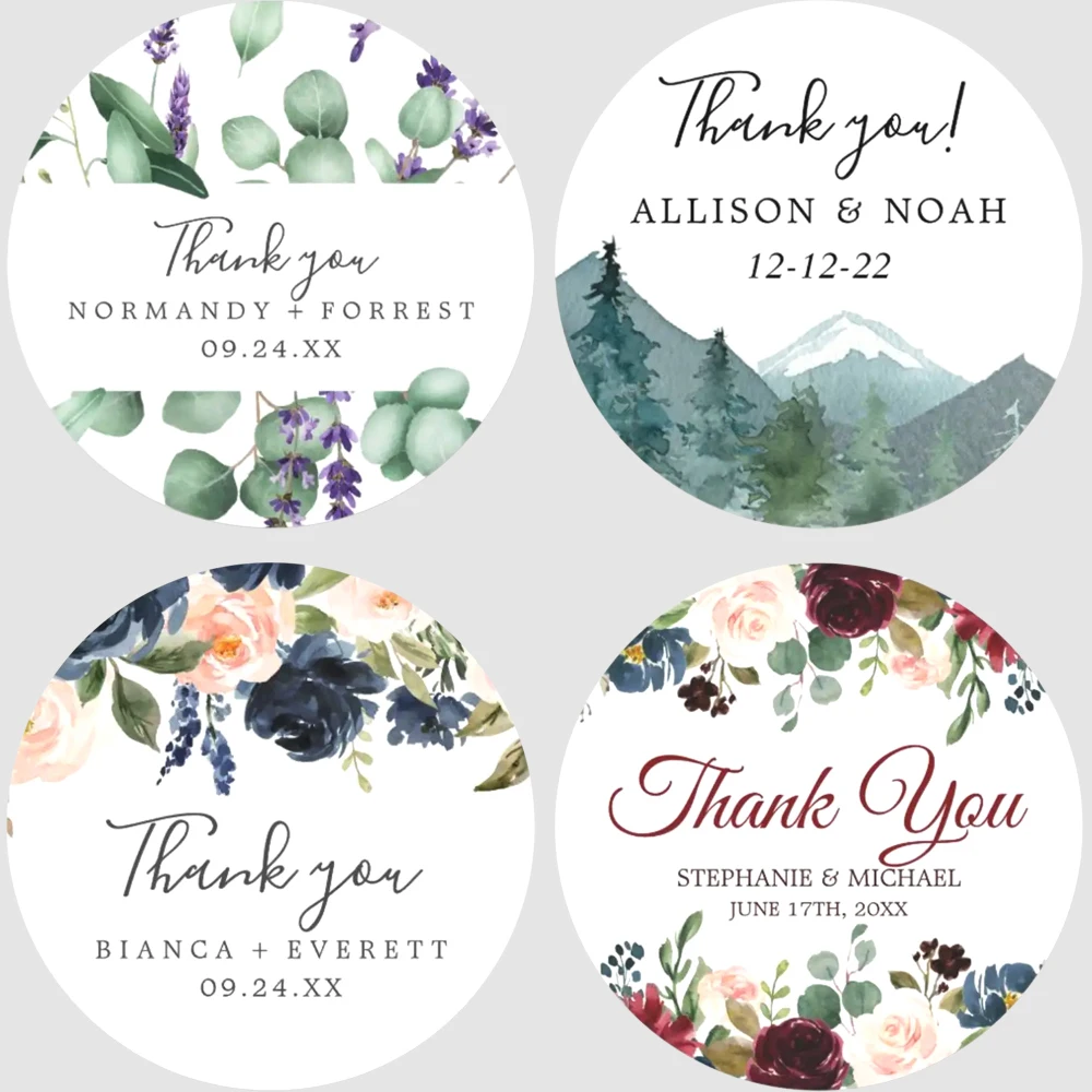 

50PCS Personalized Thank You Stickers Wedding Welcome Sticker Custom Stickers Wedding Round Sticker Label for Bridal Shower