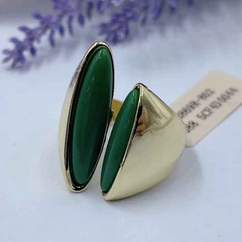 New Female Fashion Blue Oval Stone Stainless Steel Cat's Eye Ring for Women Classic Bling Lady's Party Wedding Jewelry Gift