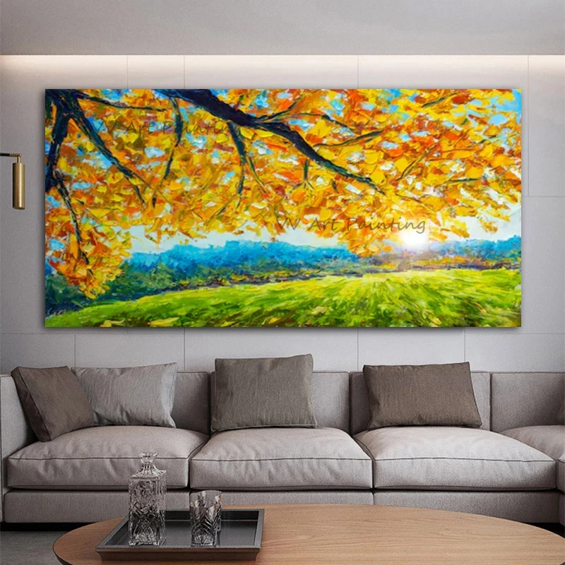 

The Nature Painting Arts Hand-painted Abstract Tree Oil Painting Landscape Canvas Wall Artwork Living Room Decor Mural Picture