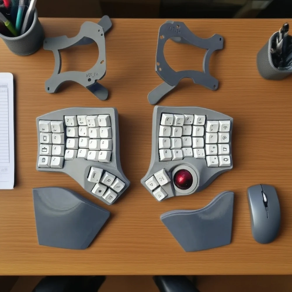 

Spain Charybdis MK2 Split Keyboard Wireless Bluetooth Grey Hotswap Russia Keyboard Kit English/Korean/Japanese/Thailand Keycap