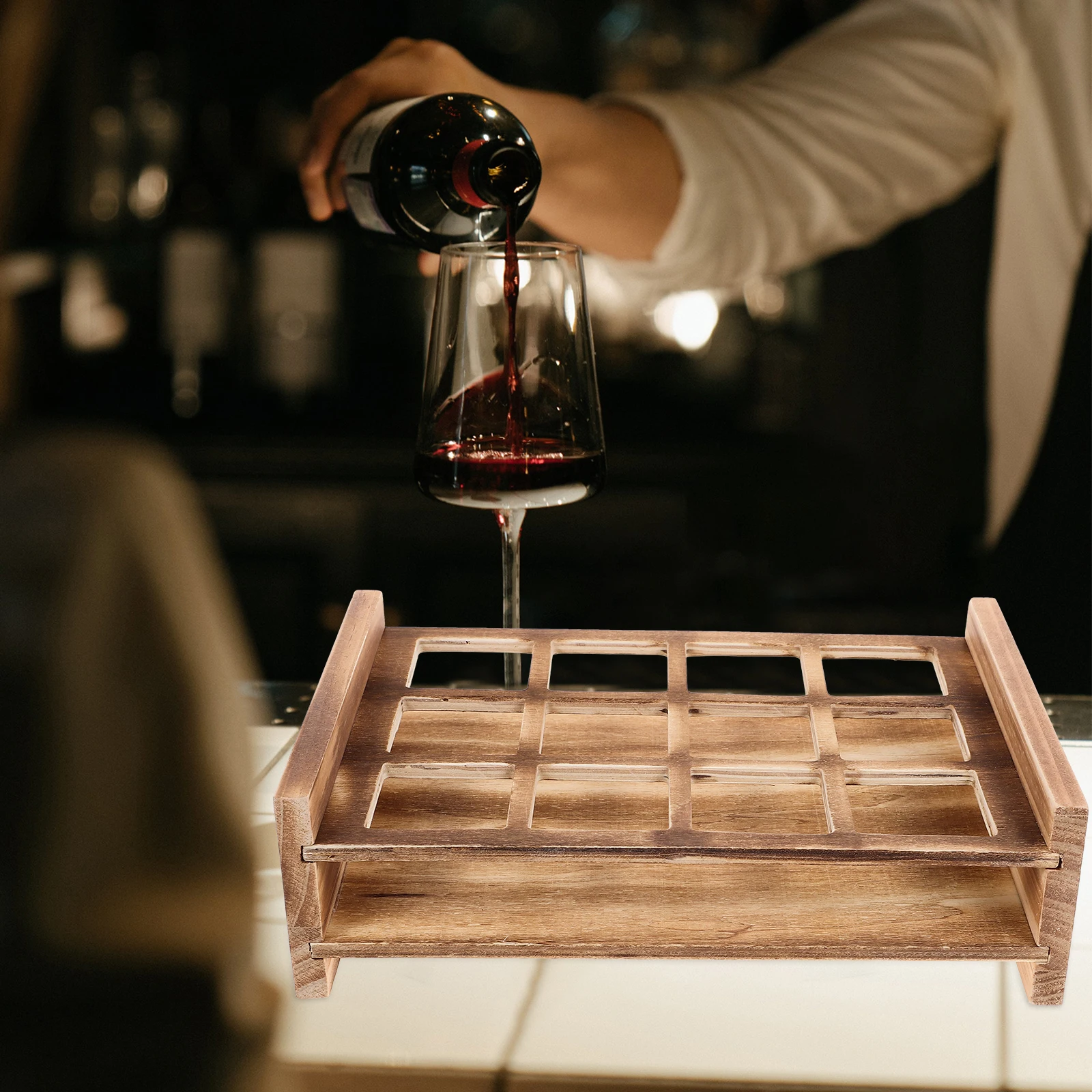 

Wooden Wine Glass Serving Liquor Versatile Shot Glasses Storage Whiskey Cup Holder Wooden ganizing Tray Wine Glass Holder Party