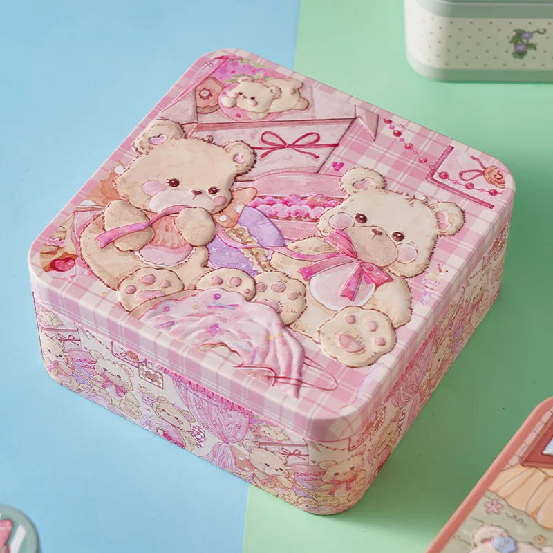 Original Cartoon Chocolate Storage Box Empty Iron Box Small Square Tin Box for Candy Baking Cookies Packaging Storage Container