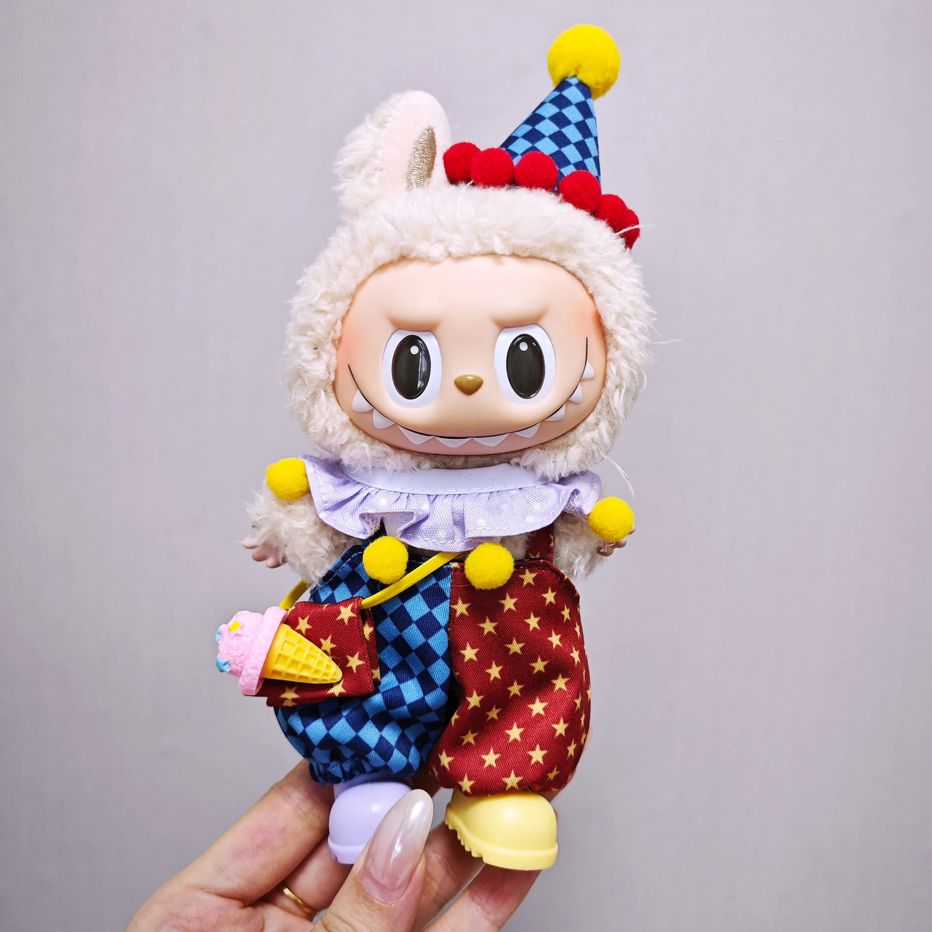 

(no doll)For 17cm Labubu Doll's Clothes Circus clown costume set for 1-3 Gen Labubu 17cm Mini Doll Cute Plush Doll Costume Acces