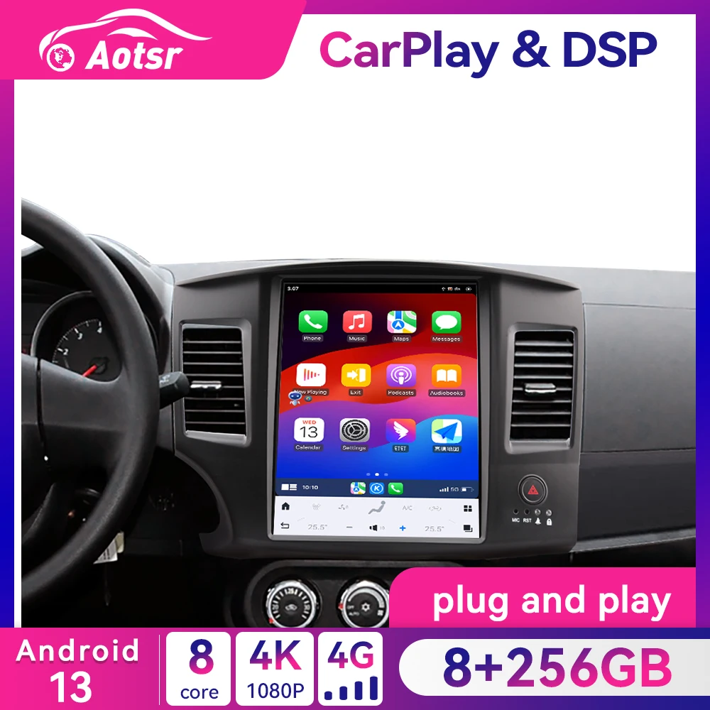 8+256GB 12.1 inch Tesla Screen Android 13.0 Car Radio GPS For Mitsubishi Lancer 2007-2017 Car Stereo Multimedia Player Head Unit