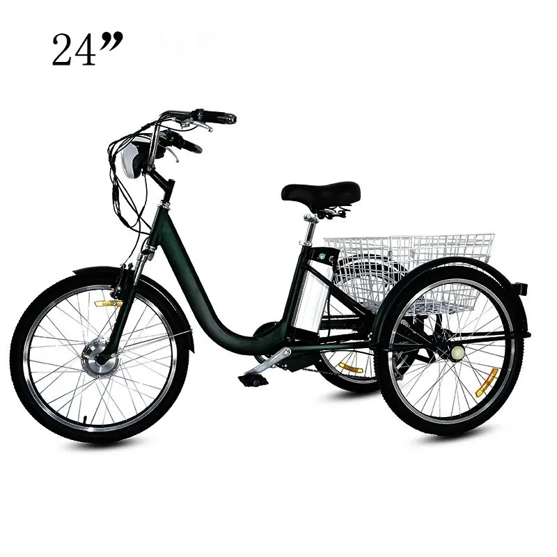 【 】48V Lithium Battery 24 Inch Electric Tricycle With Pedal Assist Front Load Cargo And Folding