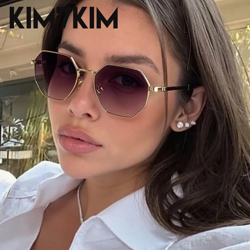 خمر مضلع فاسق النظارات الشمسية النساء 2025 العلامة التجارية الفاخرة إطار معدني مربع نظارات شمسية الكلاسيكية القيادة نظارات للسيدات UV400