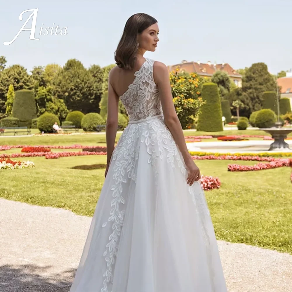 Simple Wedding Dress For Women A-Line Applique One Shoulder 2025 Bridal Gown With Belt Vintage Style Robe De Marié For Women