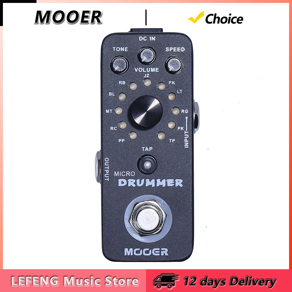 

MOOER Drummer Digital Drum Machine Pedal Guitar Effect Pedal Tap Tempo Function True Bypass Electric Guitar Parts & Accessories