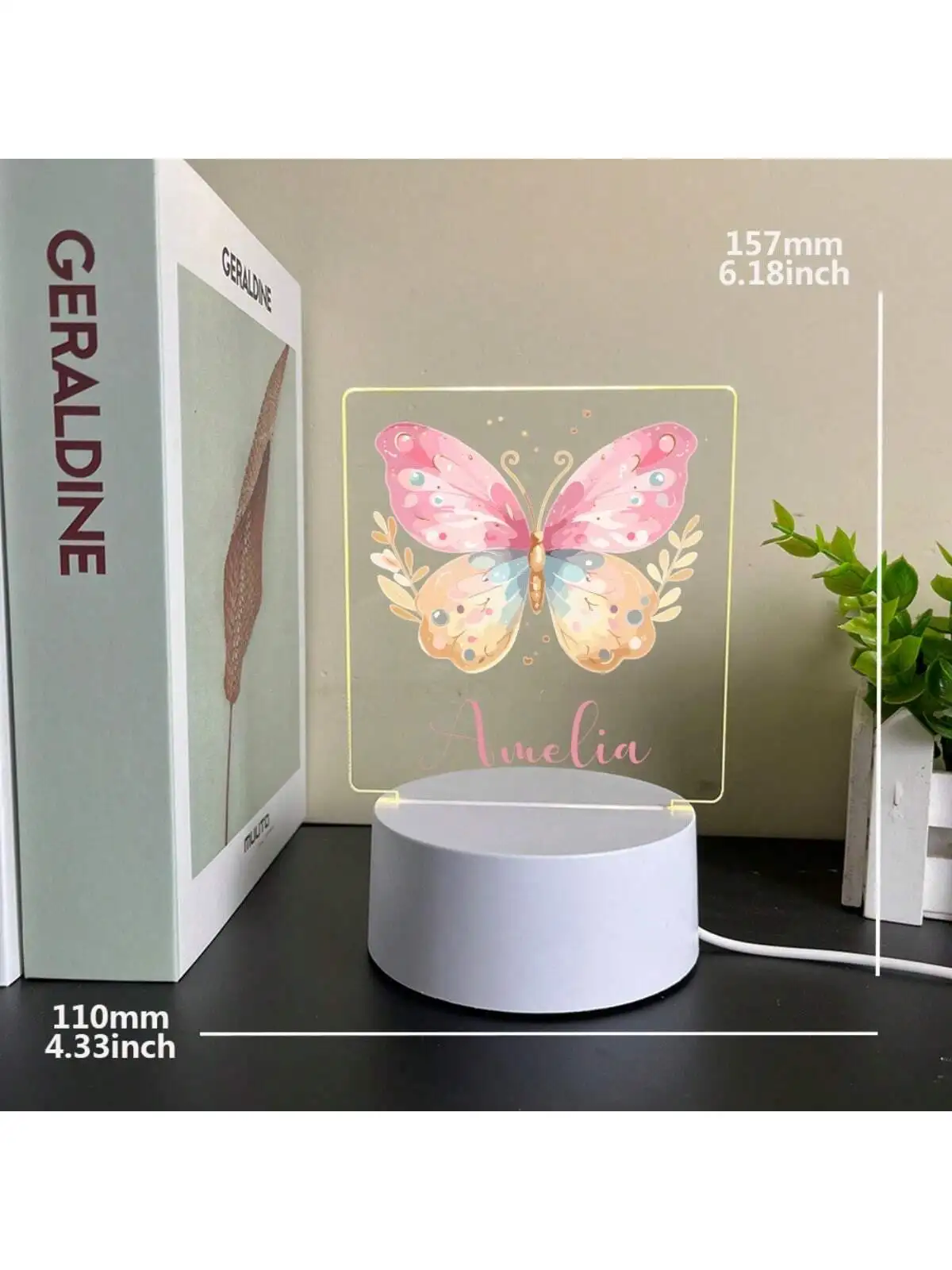 DIY mariposa 3D LED luz nocturna lindo dormitorio luces nocturnas decoración de la habitación de los niños regalo personalizado para mejores amigos artes y manualidades