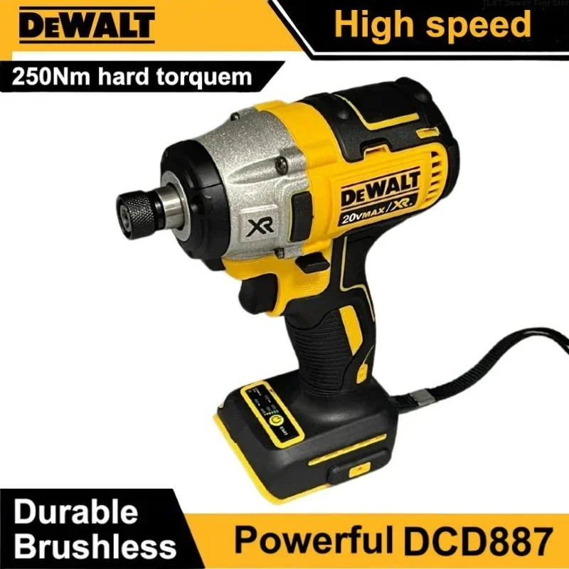 Dewalt DCD887 Accuschroevendraaier Elektrische boormachine met 18V lithium-ionbatterij Borstelloze motor LED-lichtschroevendraaier