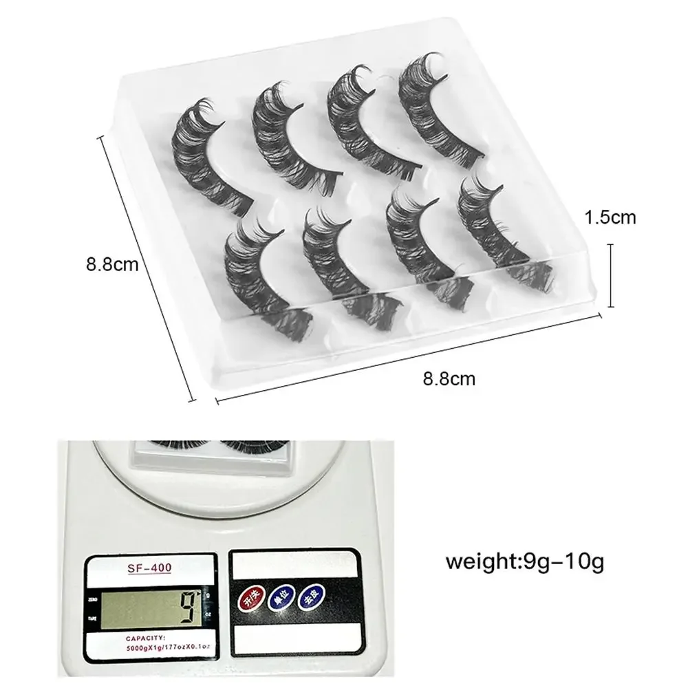 4 ペア再利用可能なフェイクミンクまつげふわふわつけまつげロシアストリップまつげ D カール偽まつげ