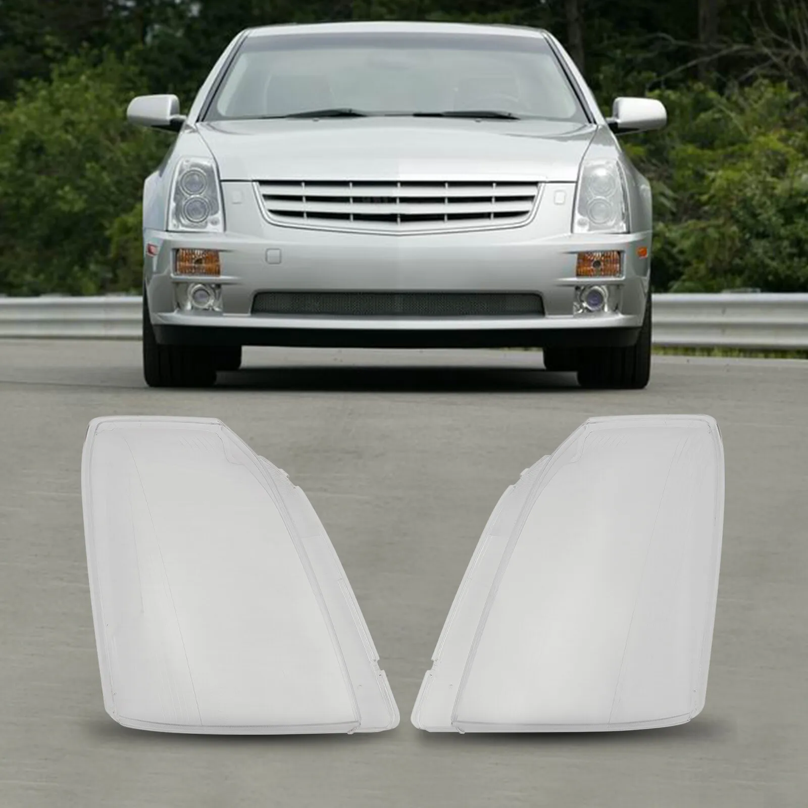 2 قطعة غطاء خفيف، لكاديلاك STS 2005-2011، STS-V 2006-2009 L&R أغطية المصابيح الجانبية
