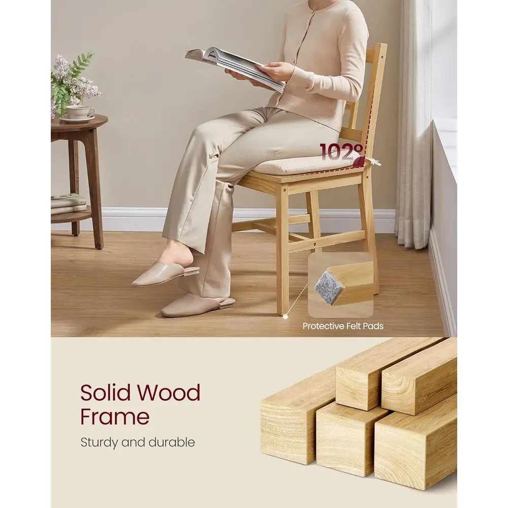 مجموعة من 4 كراسي لتناول الطعام الخشبية مع وسائد، تصميم خلفي منحني، تدعم ما يصل إلى 264 رطل، لمسة نهائية من خشب البلوط #4