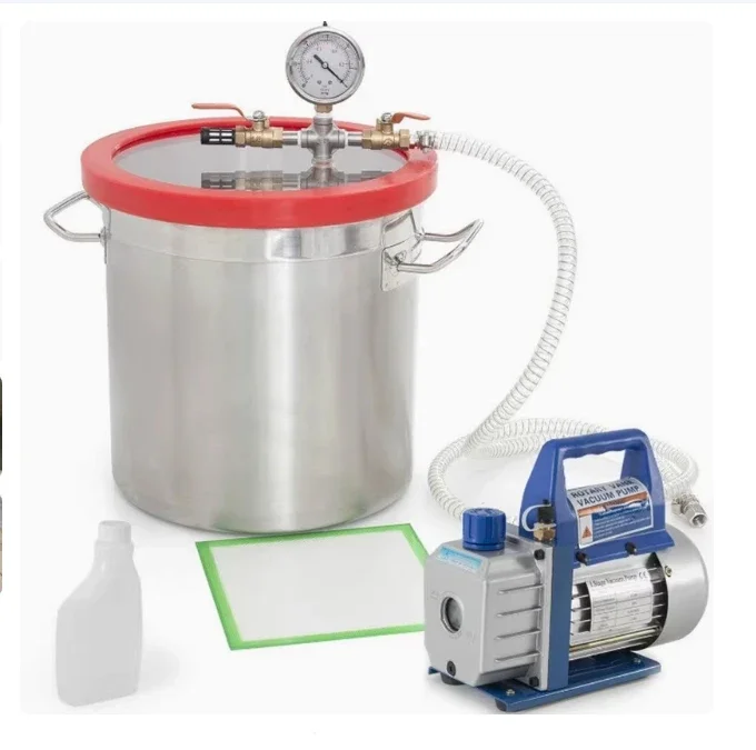 Degassing Chamber 3 Gallon Vacuum Chamber Kit with 2.5CFM/3 CFM Vacuum Pump 110V/220V 25cm*25cm Stainless Steel