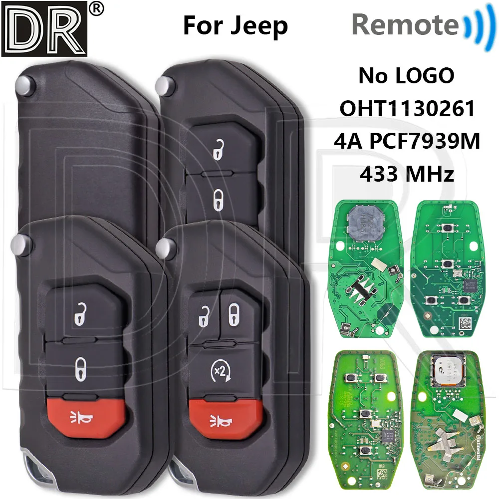 

Great 433MHz 4A PCF7939MA Aftermarket No LOGO/Original PCB Chip OHT1130261 Car Remote Control Key For Jeep Wrangler 2018 2019