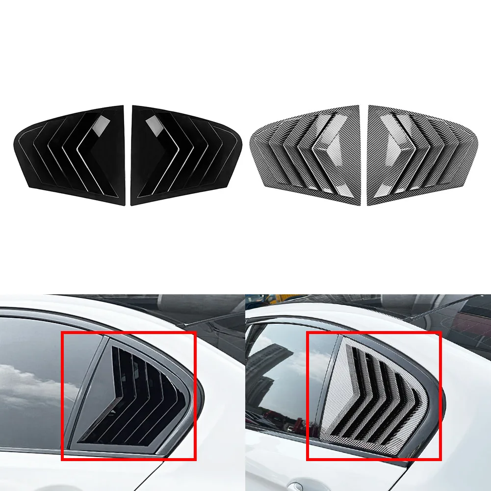 2Pcs Car Rear Window Louver Shutter Cover Trim ABS Plastic For BMW 5 Series G30 2018-2023 Only For Sedan Models