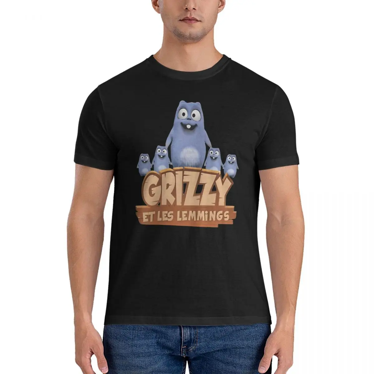 Birthday T Shirt Men Cotton Funny T-Shirts Crew Neck Grizzy And The Lemmings Tees Short Sleeve Clothes Birthday Present