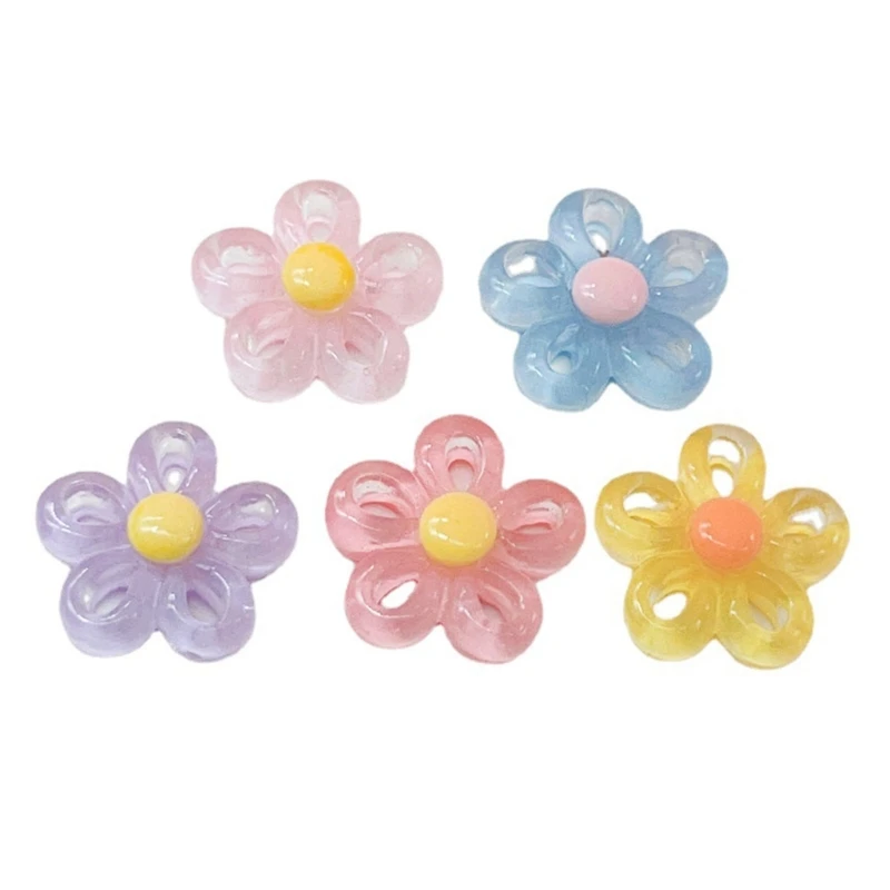 5 Color 23x23mm Small Five Petals Flower Charm Pendants for Women DIY Colorful Drop Shipping