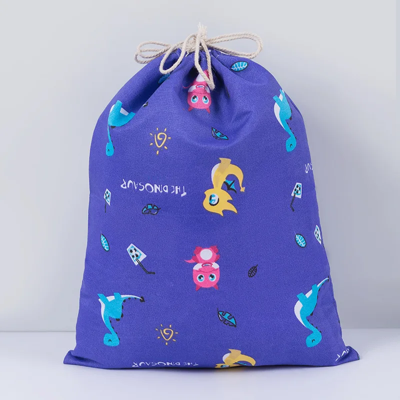 Dinosaur Print Drawstring Underwear Shoes Bag Travel Pouch Travel Cosmetic Storage Bags Sundries Organizer Cotton Linen Bag