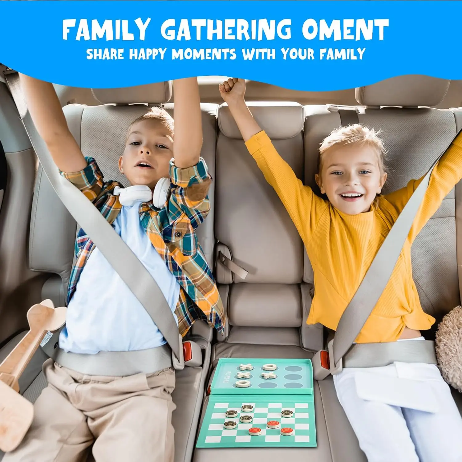 Gioco di dama magnetica 2 in 1 e Tic-Tac-Toe |   Gioco da tavolo da viaggio per bambini 3+