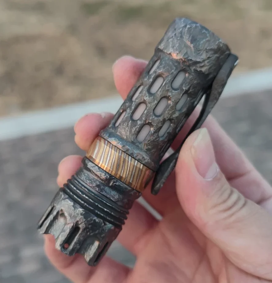 Used EDC Dense array flashlight titanium alloy Outdoor Tools Strong Light Torch Lamp Decompression Toy