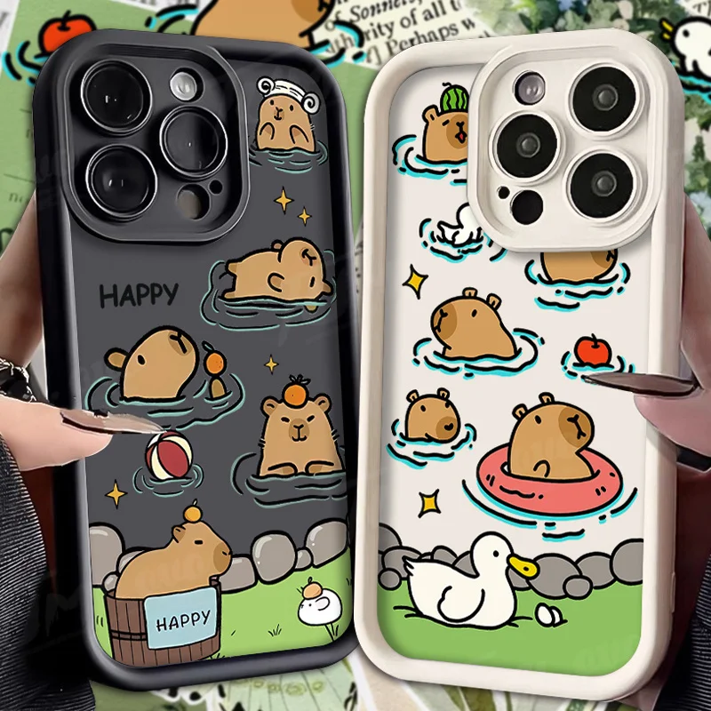 Lovely Capybara Case for Samsung Galaxy A55 A15 A35 A25 A05 A05S 5G A24 A13 A23 A12 A22 A32 A52 A52S A71 A72 A51 Silicone Cover