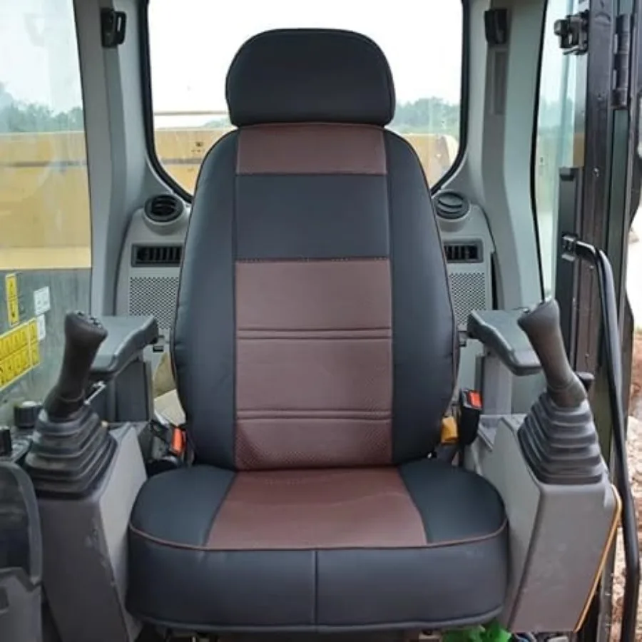 

Excavator Seat Cover Black and Brown Compatible with CAT E320C E313 E323 E326 E330 E350 E349D Models