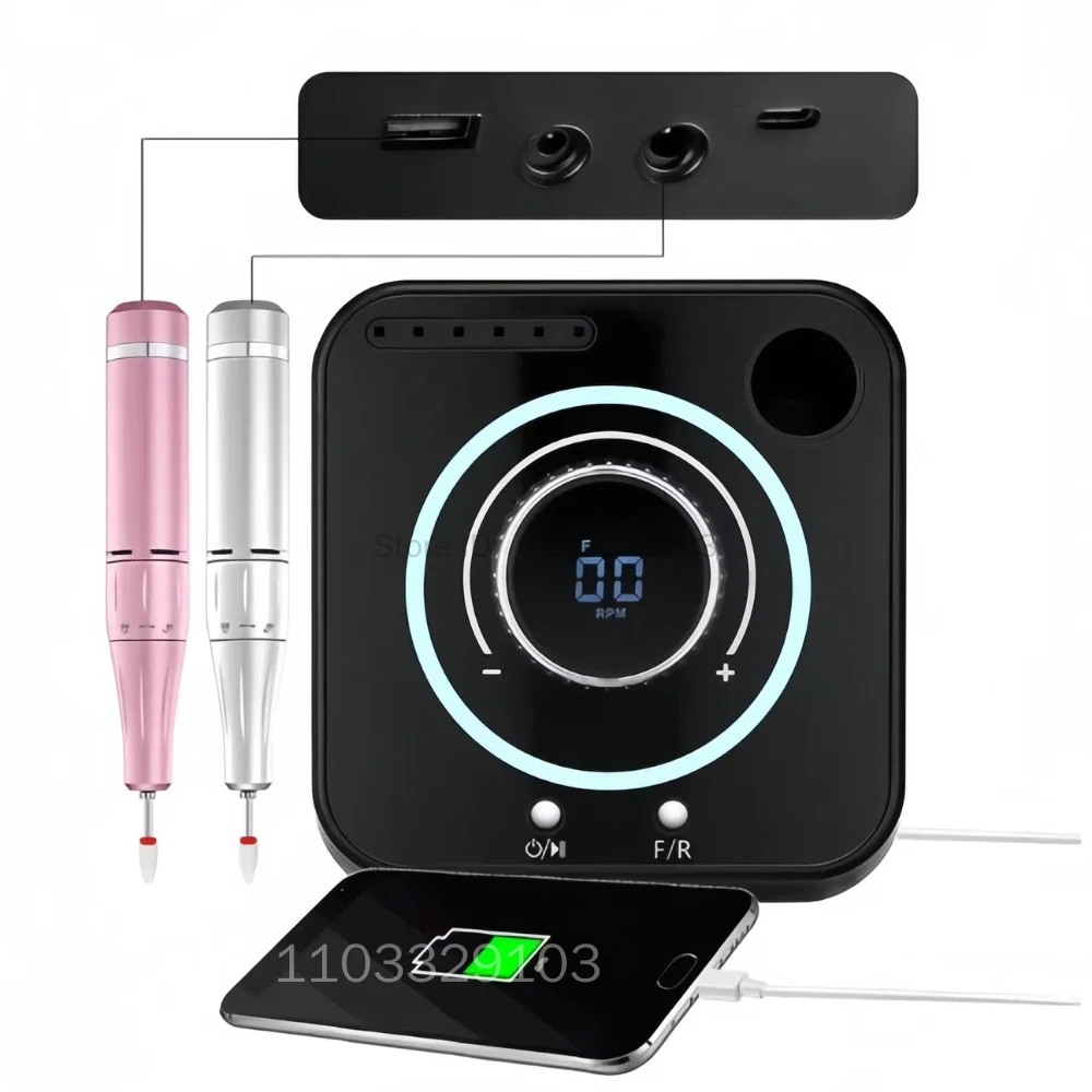 40000 RPM nagelboor manicuremachine met LCD-scherm nagelboor elektrisch apparaat voor gel verwijder pedicure nail art-apparatuur