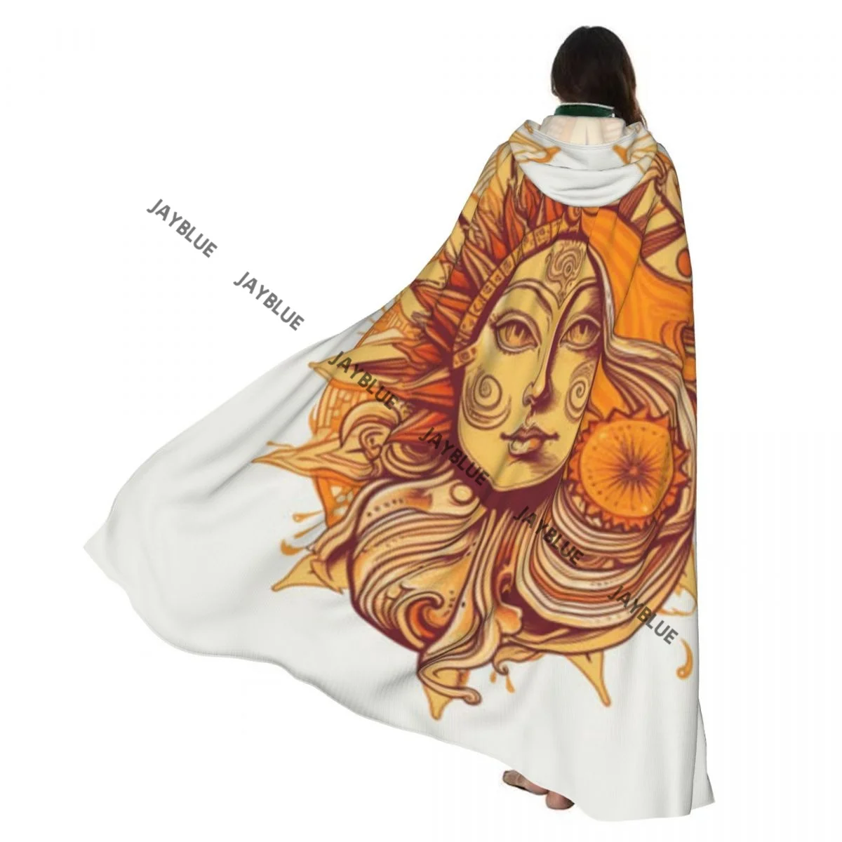 Long Cape Cloak Woman With Sunflower Hooded Cloak Coat Autumn Hoodies