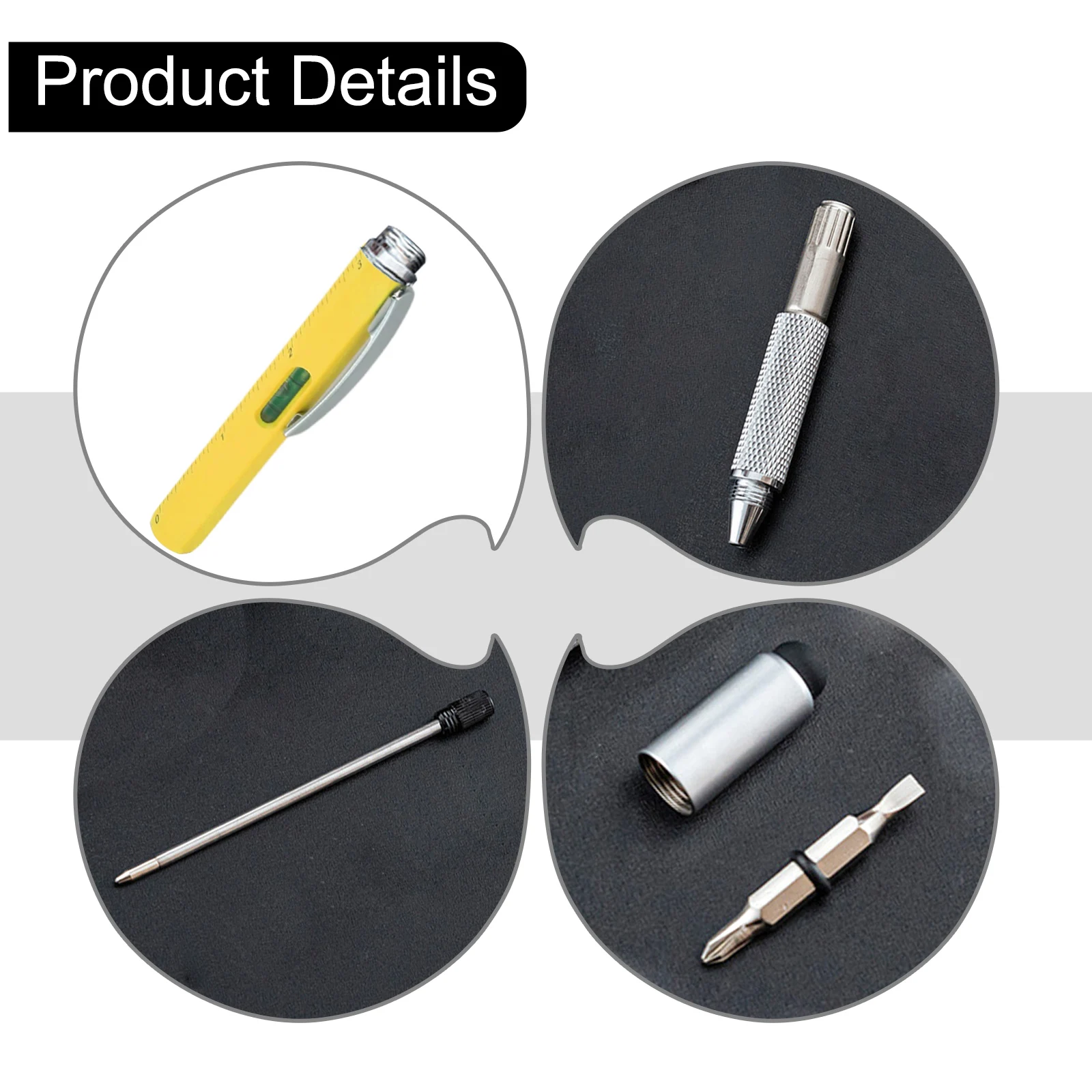 1Pc Multifunctional Metal Pen 14.9*1CM Screwdriver Six-in-one Tool Level Touch Plastic Ballpoint Pen For Construction Engineers