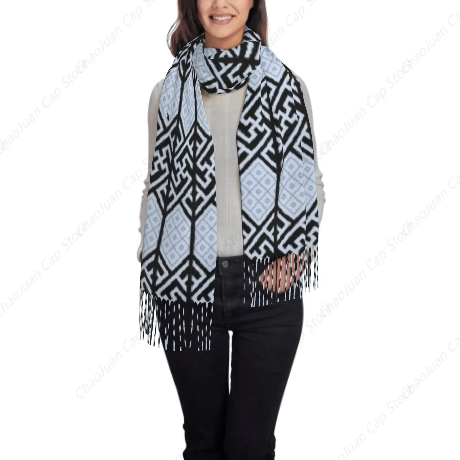 

Кашемировый зимний шарф с геометрическим этническим узором и принтом, модное мягкое теплое женское одеяло, шаль