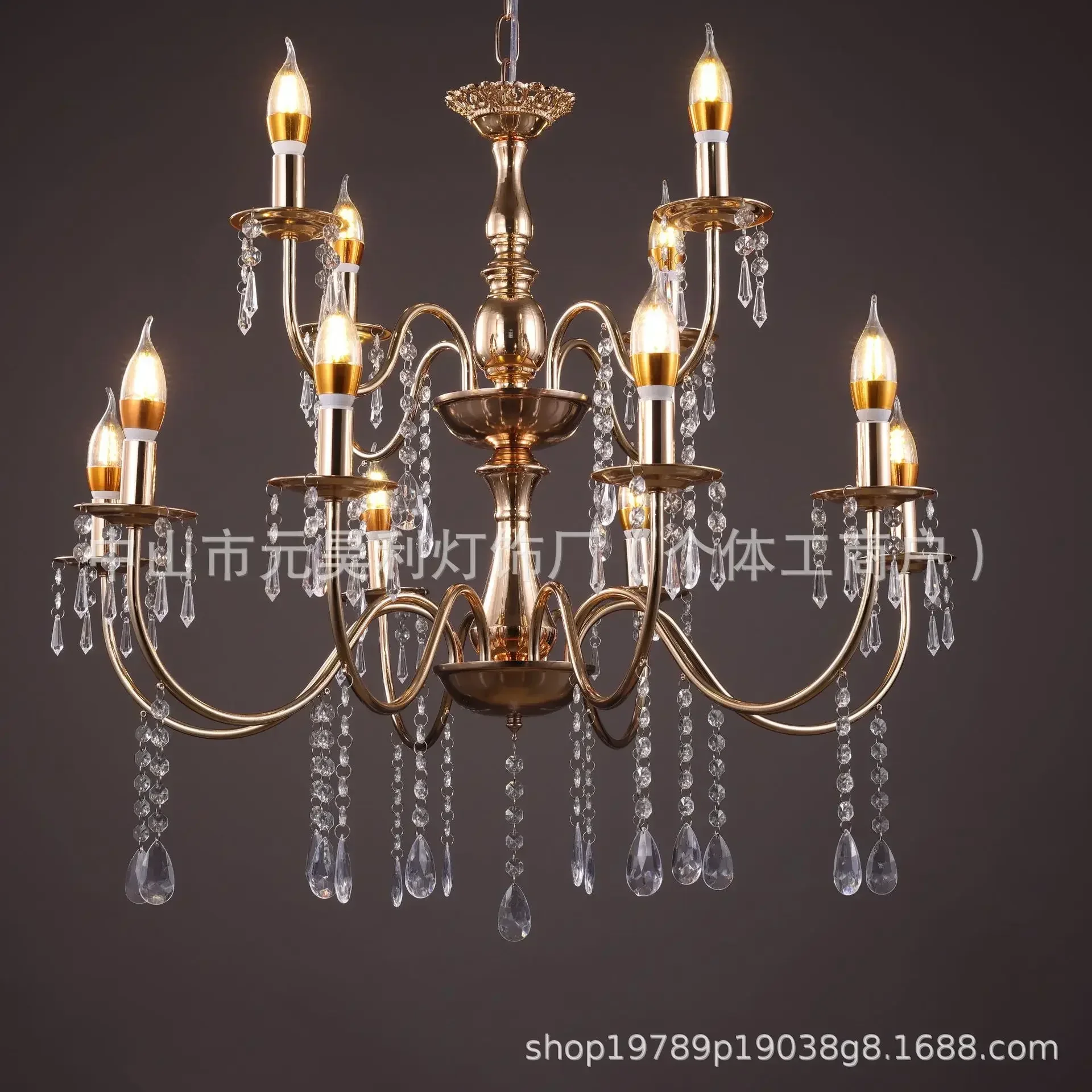 American Retro Iron LED Chandelier French Style Pendant Light for Wedding Stage Hall Room Home Decoration Lighting