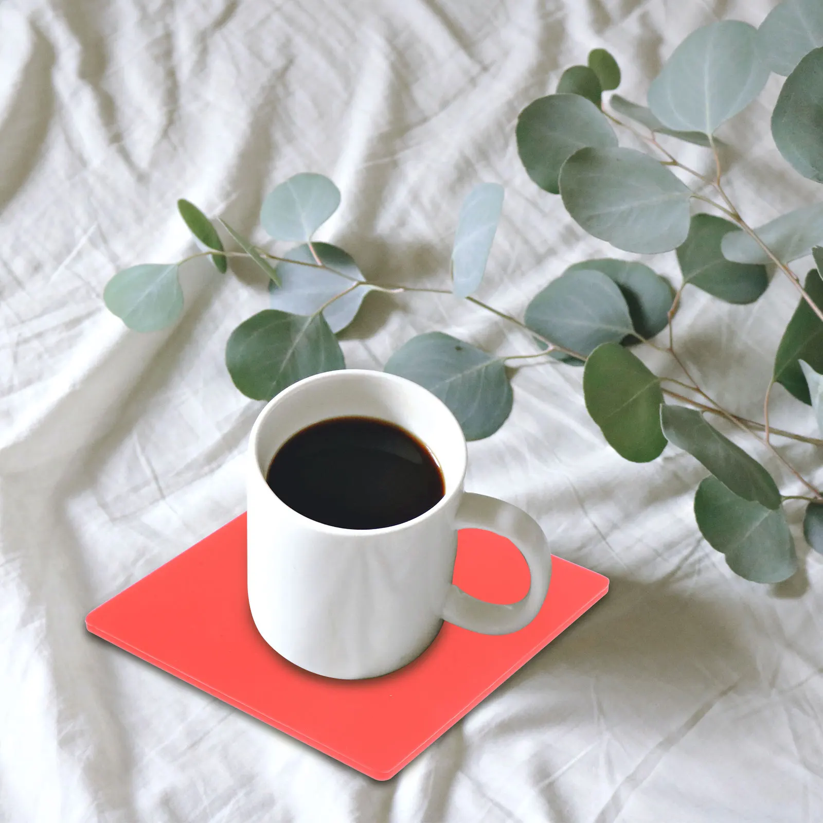 

4 Pcs Red Square Thick Insulating Coasters Silicone Heat Resistant Anti Skid Cup Mats Non Slip Table Pad Decorative Mug Supplies