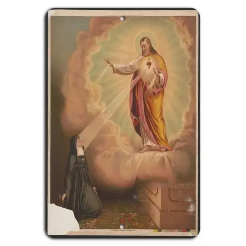 Divine Vision: Sacred Heart Blessing on Metal Sign-Aluminum